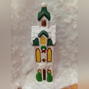 Festive Holiday Village House with Green Accents